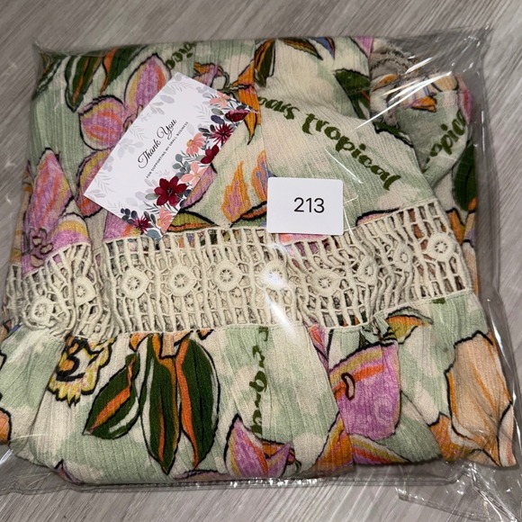 Z&L Europe Women Tropical Floral Crochet Lace Tiered Maxi Skirt Green Orange L - Picture 6 of 6